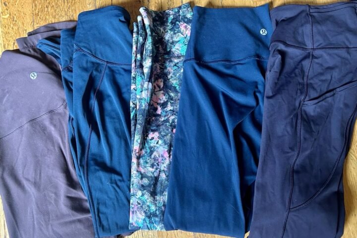 A selection of Lululemon leggings tested by the author, Jane McGuire
